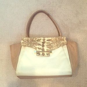 Vince Camuto Leather Handbag w/ Snakeskin Detail